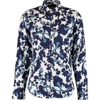 Blauw en wit geprint overhemd