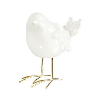 Wit met goud vogeltje