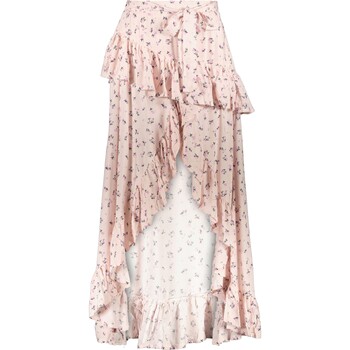 Roze maxi rok met bloemenprint