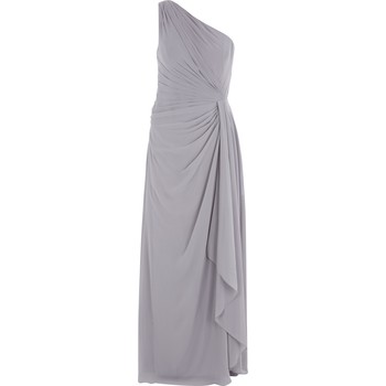 Grijze one shoulder maxi jurk