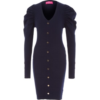 Blauwe jurk met schouder detail