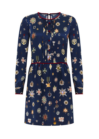 Blauwe jurk met print