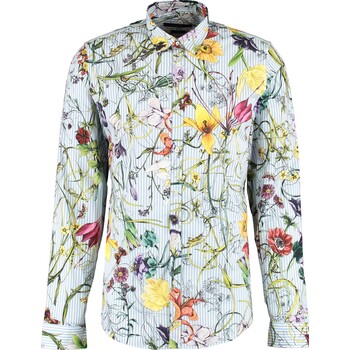 Blauw en wit floral overhemd