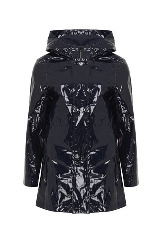 Donker blauwe regenjas