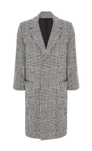 Grijze jas met ruitmotief