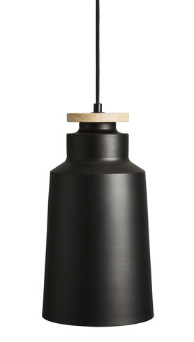 Zwarte lamp met hout detail