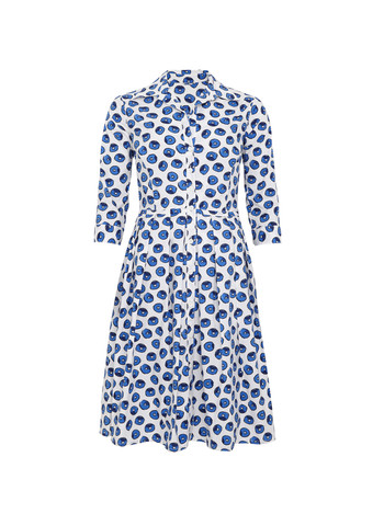 Jurk met blauwe en witte print