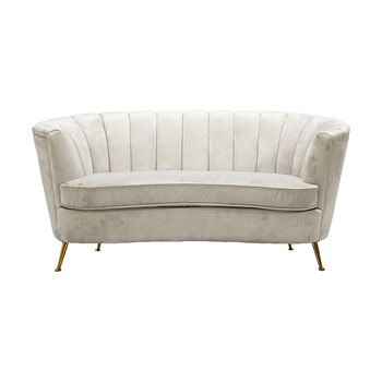 Witte suede sofa met goud detail