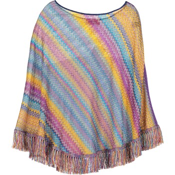 Gekleurde poncho met fringe detail