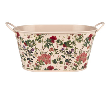 Roze plantenbak met bloem patroon