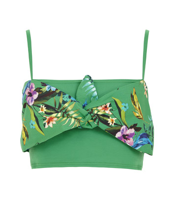 Groene crop top met bloemen