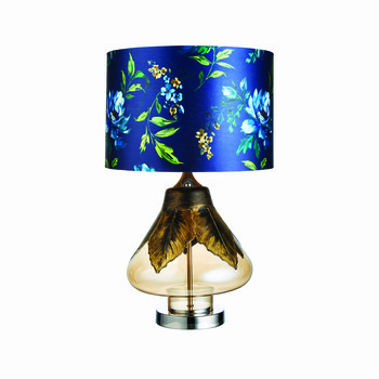 Blauwe lamp met bloemenprint