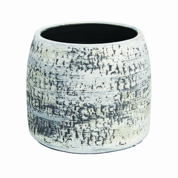 Grijze bloempot met textuur