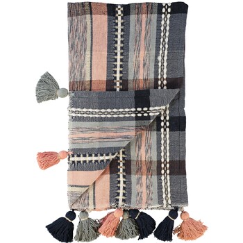 Kleed met meerdere kleuren print en pom poms