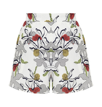 Witte krote broek met bloemenprint