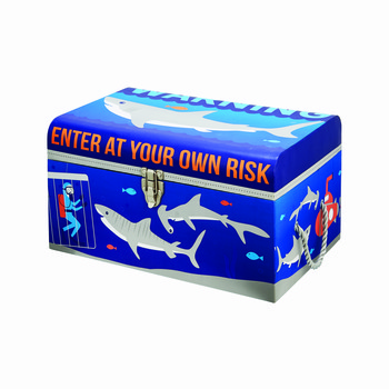 Blauwe doos met haaien