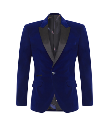 Blauwe velvet colbert