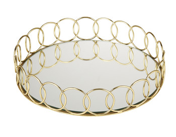 Spiegel dienblad met gouden rand