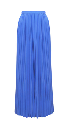 Lange blauwe geplooide rok