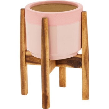 Vaas met houten standaard