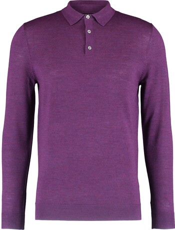 Paarse wollen polo met lange mouwen