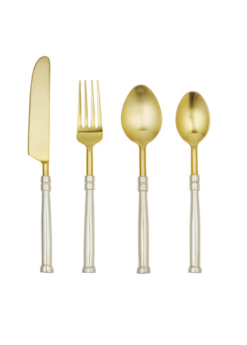 Goud bestek met zilveren handvaten