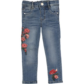 Spijkerbroek met geborduurde bloemen