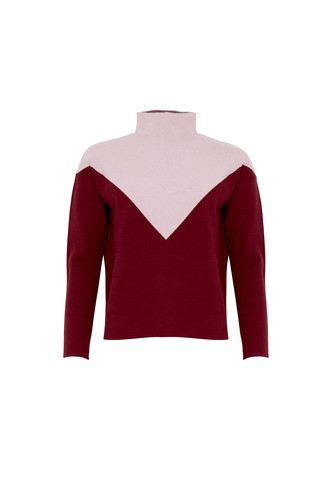 Rood met roze trui