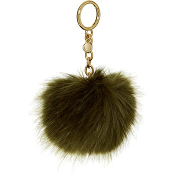 Olijfgroene pom pom sleutelhanger