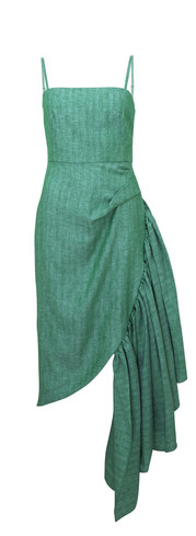 Assymetrische groene jurk