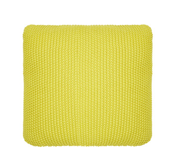 Geel gebreide kussen