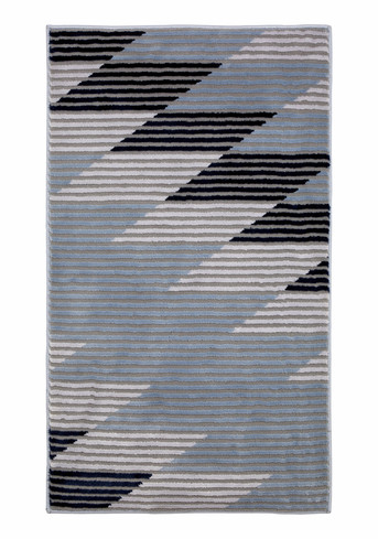 Blauw met grijs kleed